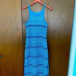 No Boundaries Turquoise Striped Stretch Tank Dress Women’s Size Small